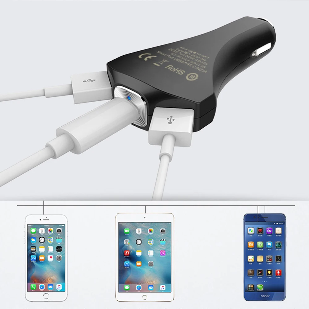Новое автомобильное зарядное устройство QC3.0 с тремя портами USB Quick Charge 5V3A для IPhone type-C быстрое зарядное устройство для мобильного телефона автомобильное зарядное устройство