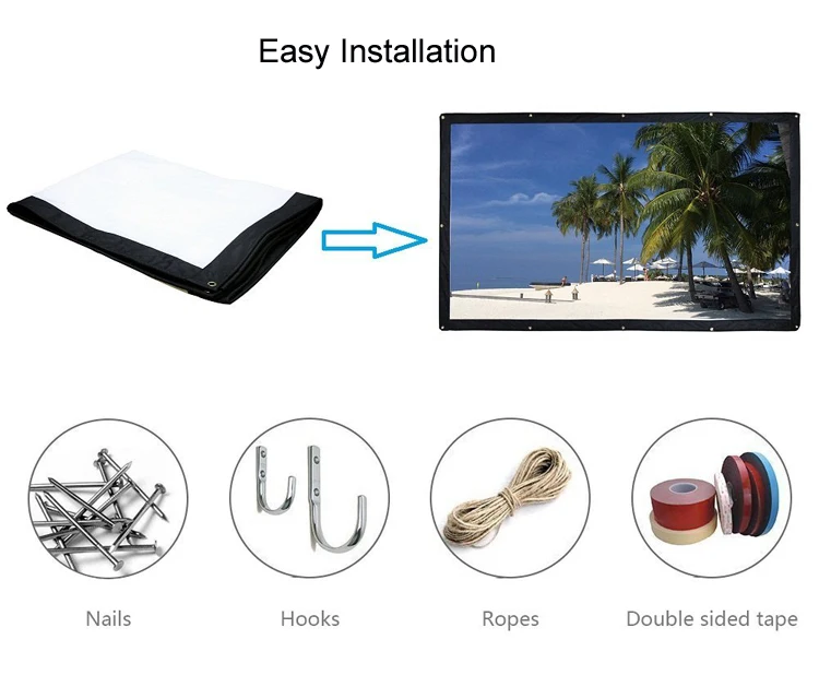 Экран для проектора помещений и улицы экран 180 дюйма 16:9 портативный кино с