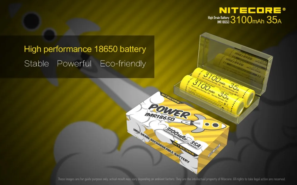1 шт. оригинальные Nitecore IMR18650 IMR 18650 3100 мАч 35A 3,7 в батареи высокого стока аккумуляторная батарея идеально подходит для Vaping устройств