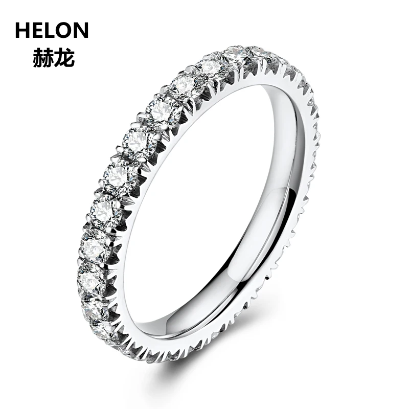 Женское кольцо для помолвки Moissanite однотонное с алмазом из белого золота 14 к 1 9 мм