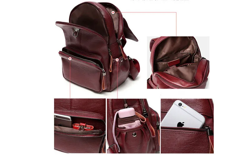 Модный женский рюкзак из натуральной кожи на молнии и сумки через плечо Mochila, школьные сумки для подростков, большой черный рюкзак для ноутбука