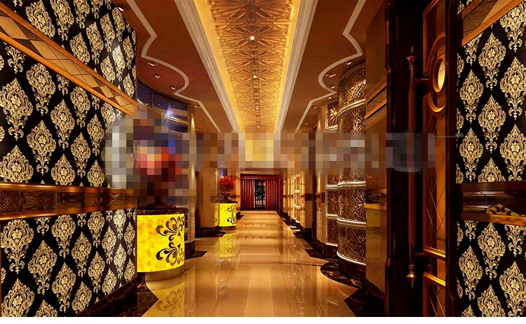 1.37m wide 3d flash wall cloth European wall paper bar wallpaper entertainment hall decoration gold foil metal texture laser