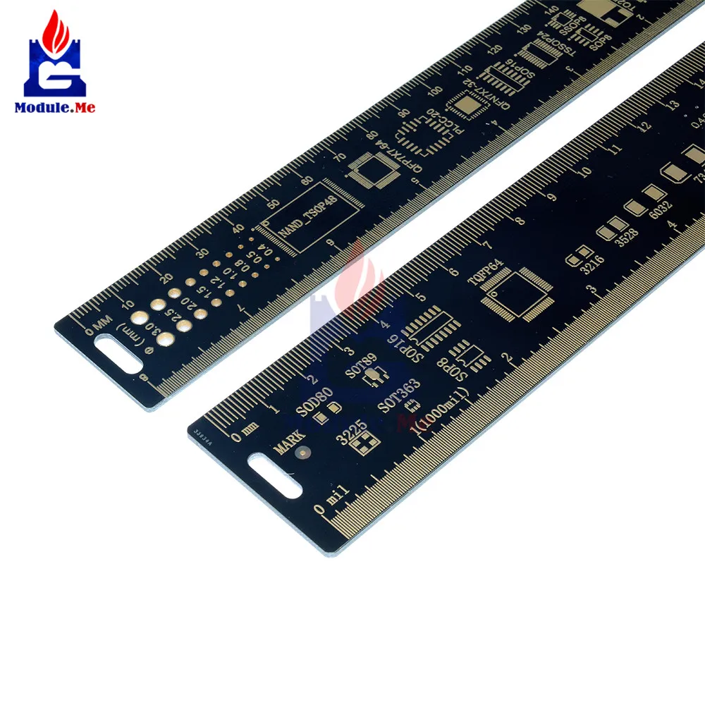 1 комплект 15 см 20 см 25 см PCB линейка Многофункциональный измерительный инструмент резистор микросхема конденсатора IC SMD диодный транзистор посылка 180 градусов
