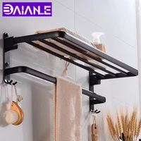 bathroom towel rack holder foldable aluminum bathroom shelves with hook single towel bar black wall mounted corner shelf storage