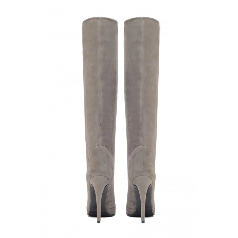 Bottes femme Nouveau/женские сапоги до колена на высоком каблуке-шпильке с острым носком; большие размеры; сезон весна-осень; женская обувь