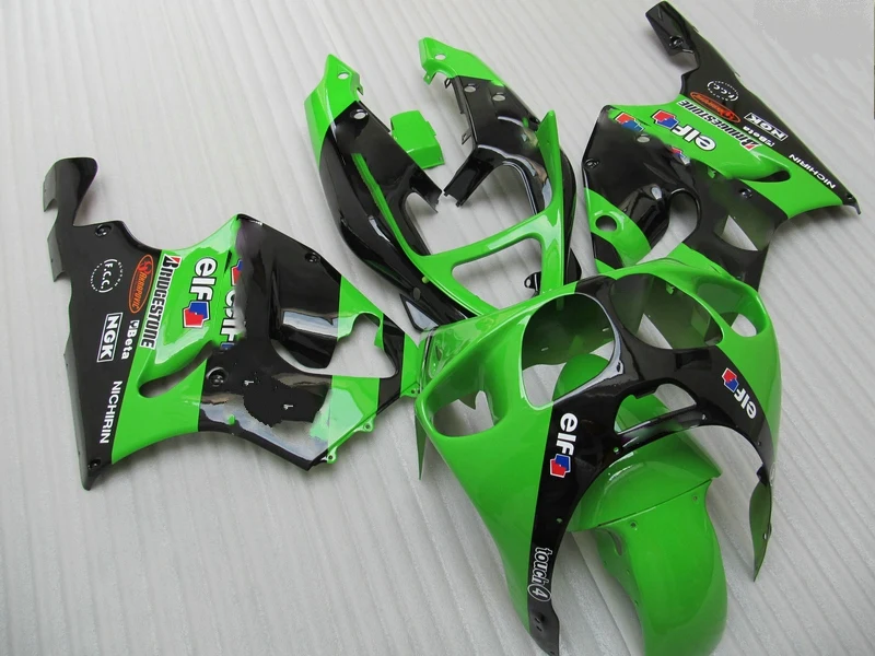 Высококачественный комплект пластиковых обтекателей для Kawasaki Ninja ZX7R 96 97 98-03 зелено-черные Обтекатели ZX7R 1996-2003 JU09
