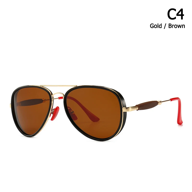JackJad Modern Vintage Aviation Style Punk Sunglasses Red Nose Pad Men Polarized Brand Design Sun Glasses Oculos De Sol - Цвет линз: C4