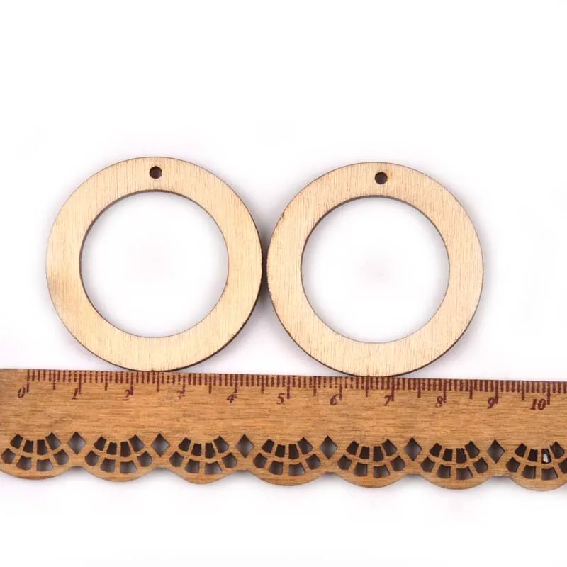 41mm 10 шт, смешанные цвета, с украшением в виде кольца деревянные Ломтики для «сделай сам», Скрапбукинг висит домашний декор деревянное украшение M1898 - Цвет: 41mm