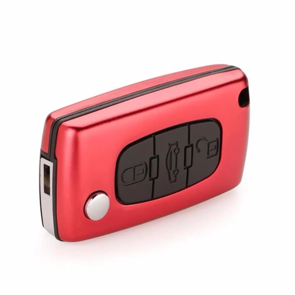 PREISEI New Aluminum Red 3 Buttons Remote Car Flip Key Case Shells Fob with trunk For Peugeot 307 407 ce0536 | Автомобили и