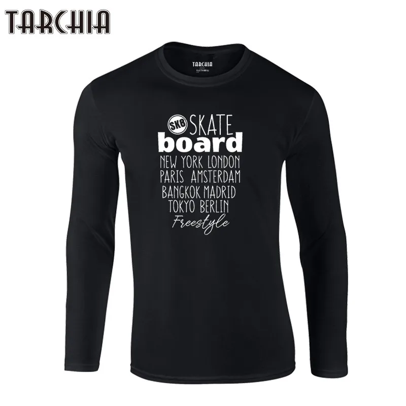 Футболка TARCHIA мужская с длинным рукавом тенниска принтом Качественная майка для