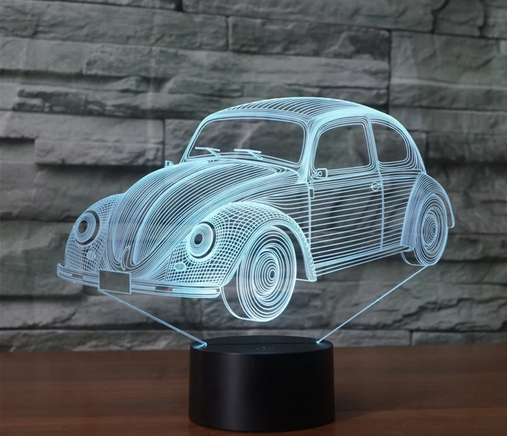 [Seven Neon] Бесплатная доставка акриловый жук 7 цветов настольная лампа 3D новинка