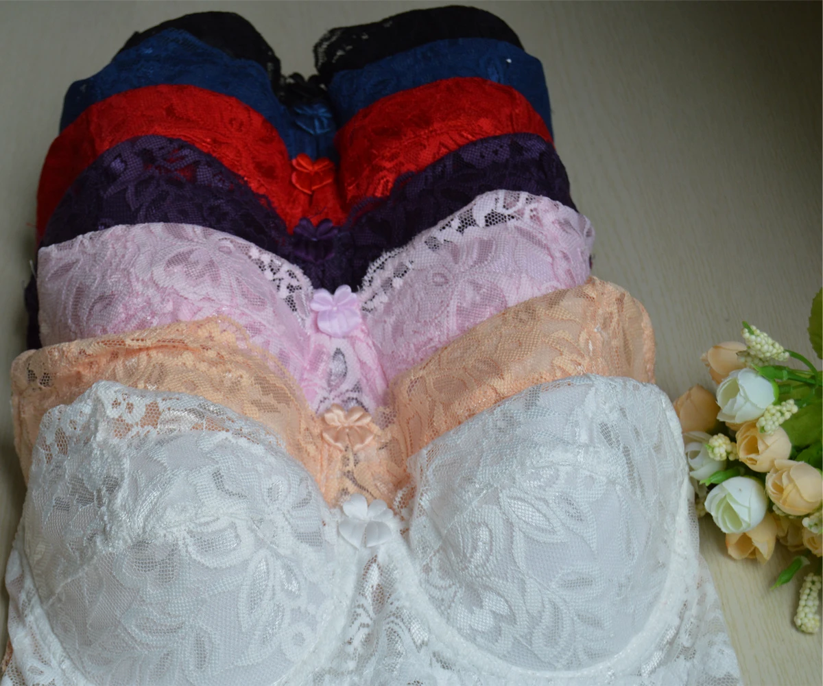 Бюстгальтер женский кружевной с чашками пуш-ап цвет в ассортименте | Женская