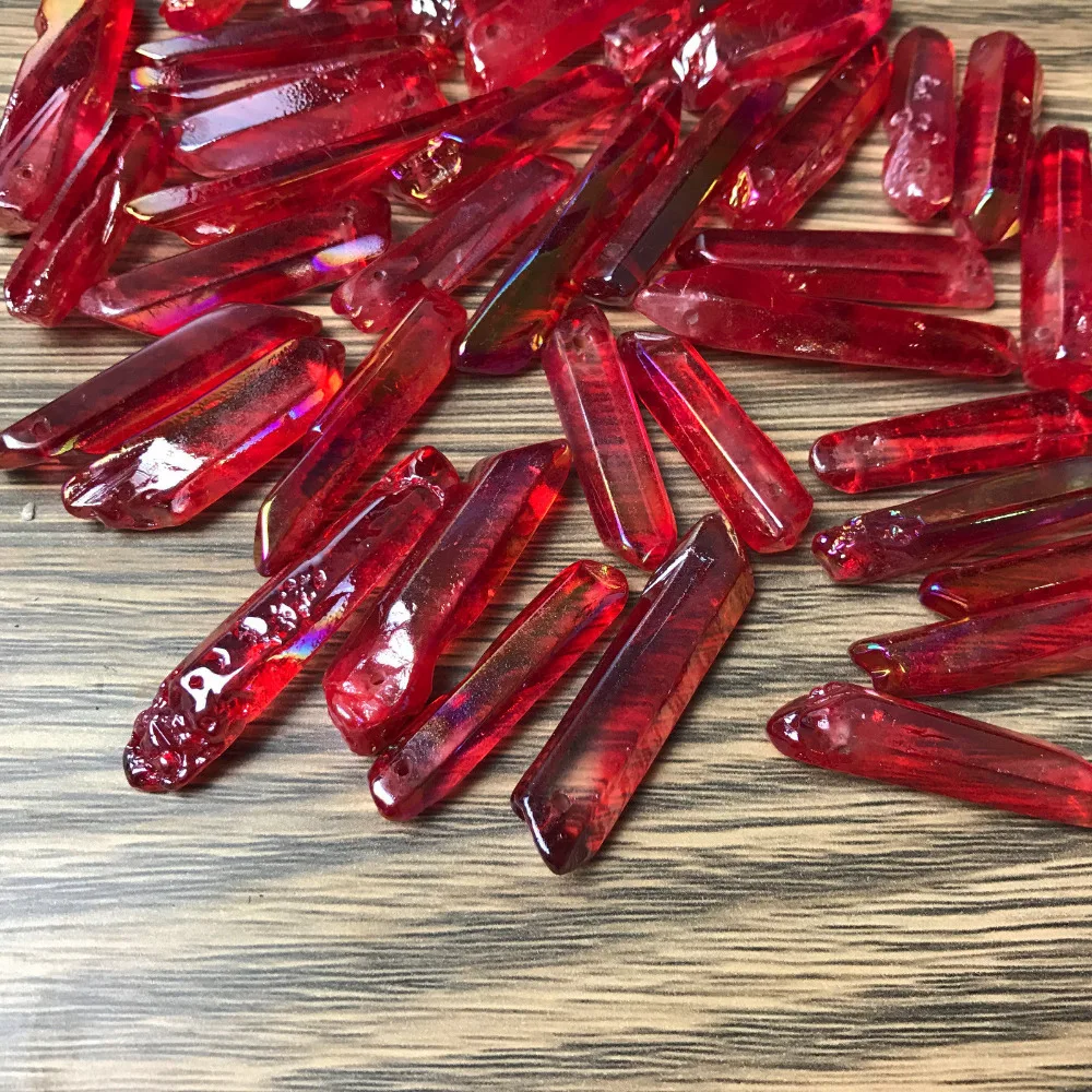 Титановое покрытие аура красный Lemurian семян кварцевый кристалл точка | Дом и сад