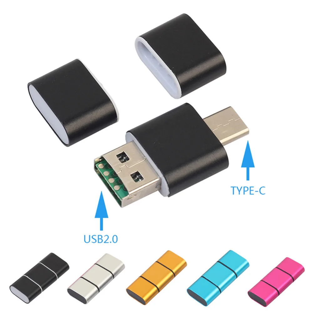 

Aluminum Alloy Dual Use OTG Card Reader Type-C USB2.0 2 In 1 OTG Adapter Maximum 128GB SD Card TF Card Reader