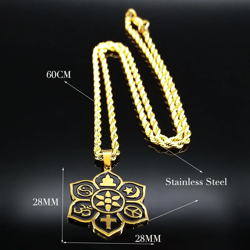 Ожерелье-чокер из нержавеющей стали с изображением йоги лотоса Будды 2021 Инь-Янь