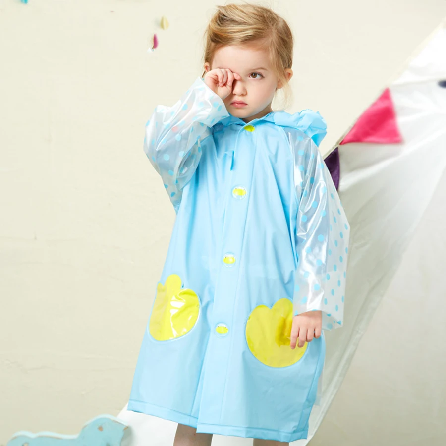 Детский пончо дождевик детский желтого голубого розового цвета для девочек плащ