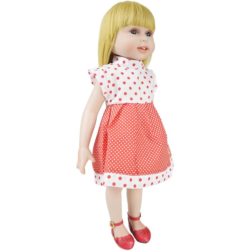 Новое милое Белое и красное платье в горошек с высоким воротом 18-дюймовая кукла