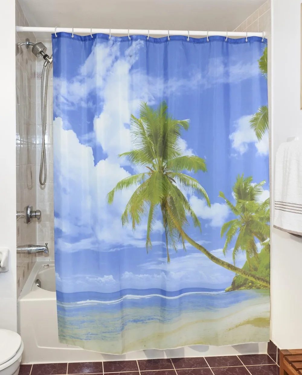 Водонепроницаемая занавеска для душа QIYI из полиэстера с рисунком пальмы ванной