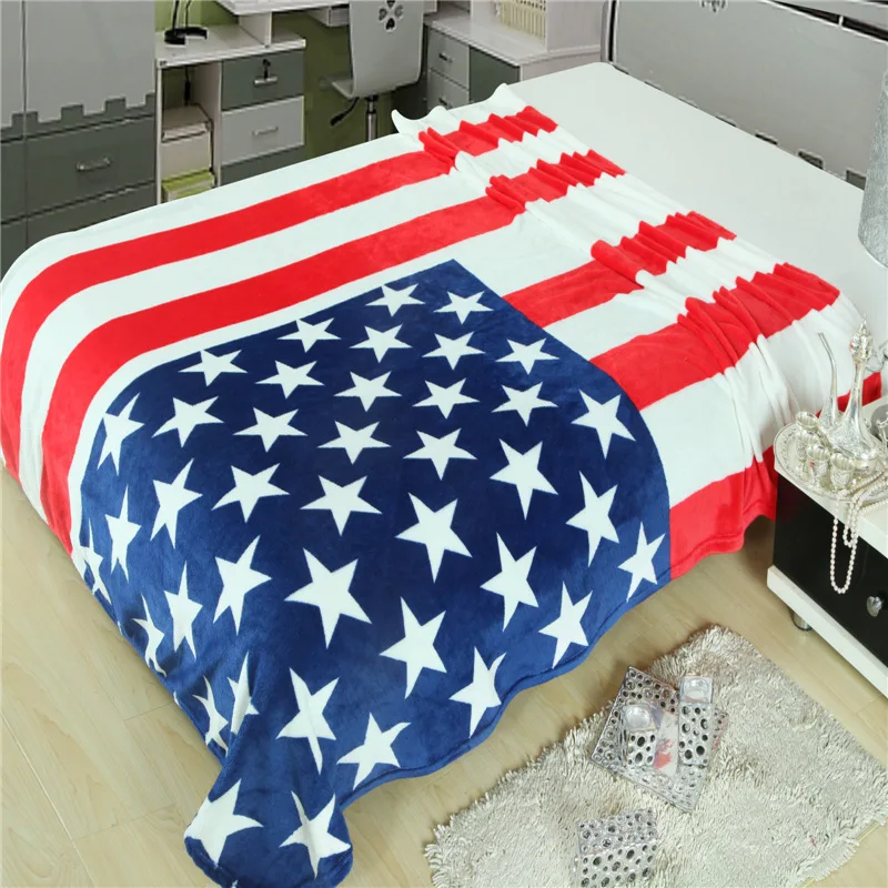 150*200cm Multifunction Blanket Sofa Cover Single Bedsheet Throws British American Flag Plaid flannel fleece | Дом и сад