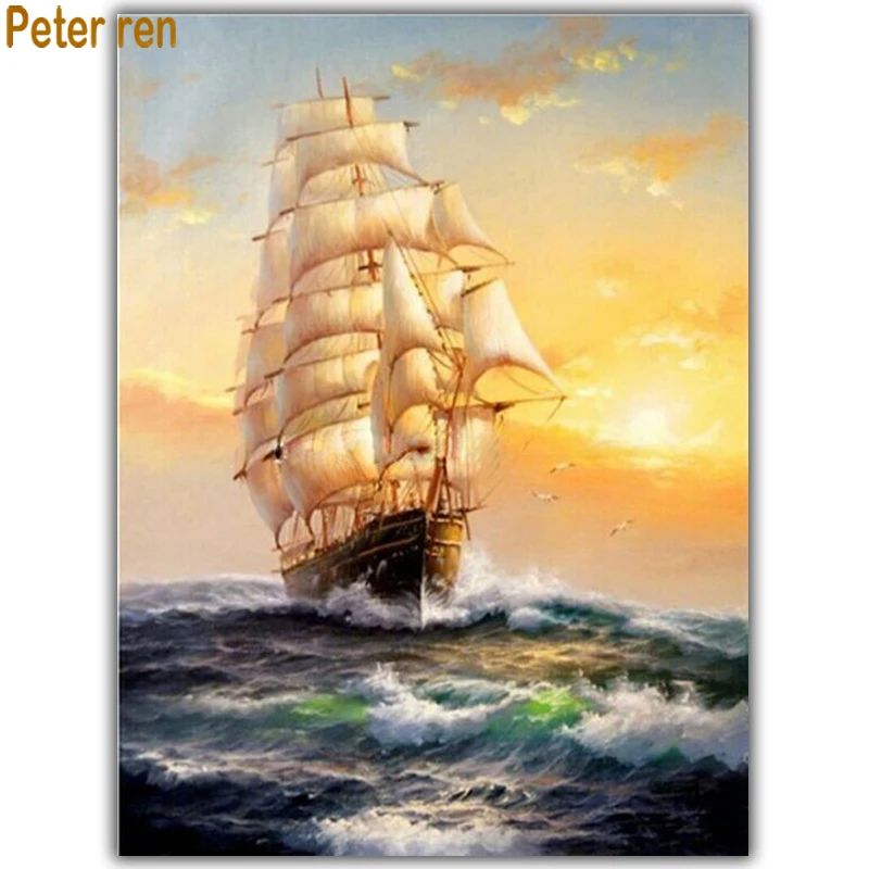 Алмазная живопись сделай сам вышивка крестиком пейзаж 5d квадратная Круглая