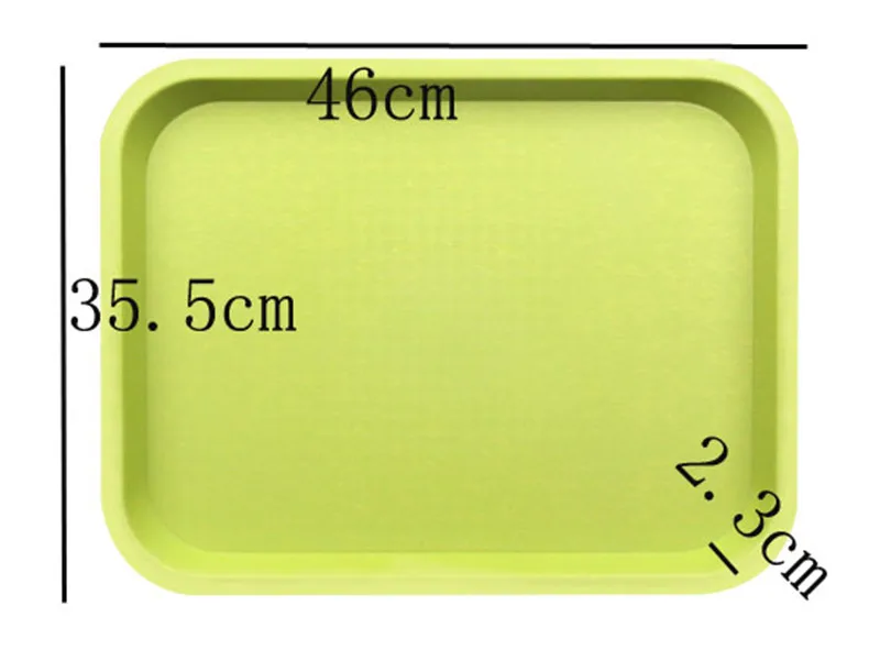 green 46x35.5x2.3 Коричневый красный зеленый желтый оранжевый цвет пластиковая тарелка Фруктовница деревянные чашки для чая торт хлебное блюдо для закусок противоскользящие пластиковый лоток - Цвет: green 46x35.5x2.3
