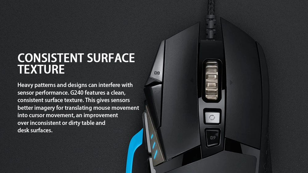 Тканевый игровой коврик для мыши logitech G240 для игр с низким dpi установкой резиновой текстуры ткани коврик для мыши с умеренной поверхностью