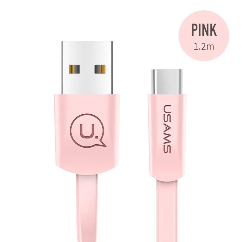 10 шт./партия кабель type-C для samsung Xiaomi type c USB кабель USAMS USB C зарядное устройство синхронизации данных 10 P/L type c кабель для зарядки - Цвет: Flat Pink
