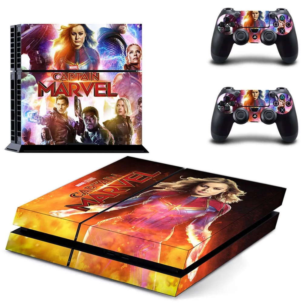 Мстители Капитан Marvel PS4 Наклейка Виниловая наклейка для Playstation 4 консоль и 2