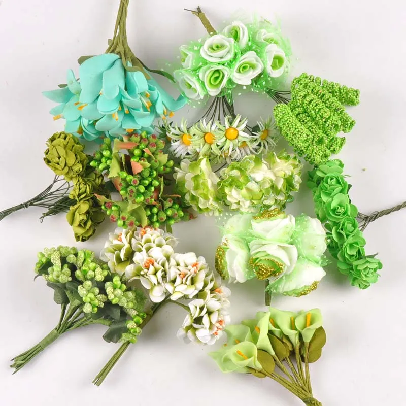 5 букетов смешанные шелковые/поролоновые искусственные цветы для свадьбы