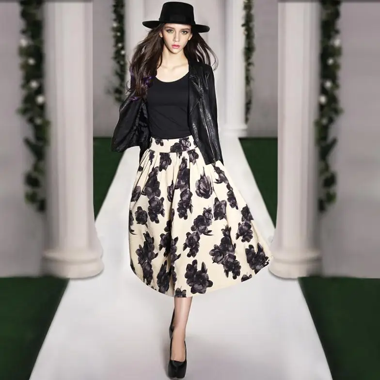 Spring 2015 new women's skirts ink printing retro dress A word skirt | Женская одежда