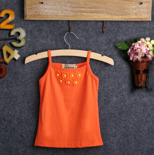 Новинка 2017 года Лидер продаж летний оранжевый топ без рукавов для маленьких