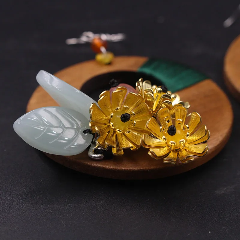 Женские серьги-бабочки Yanting роскошные винтажные круглые деревянные серьги с