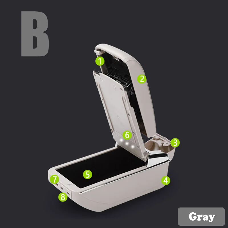 B Style Gray Для Lifan 320 330 Lifan Smily подлокотник коробка usb зарядка интерфейс повысить центральный магазин содержание коробка Подстаканник Пепельница - Название цвета: B Style Gray