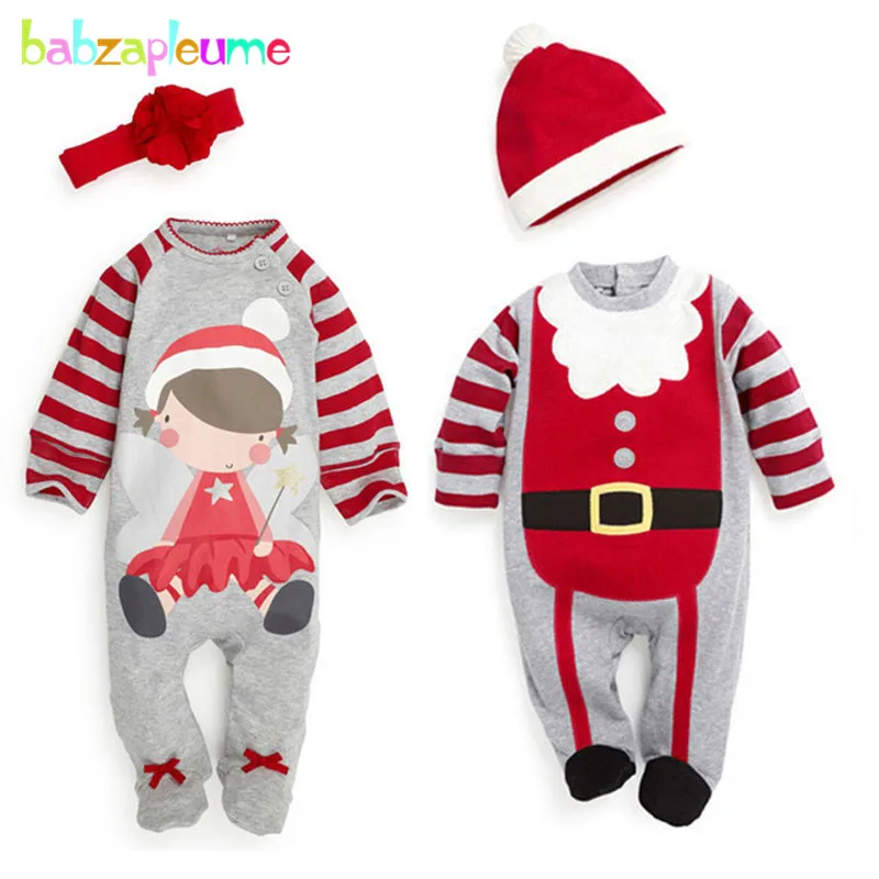 Комбинезон для мальчиков и девочек 2 шт. милый мультяшный Ромпер шапки Одежда