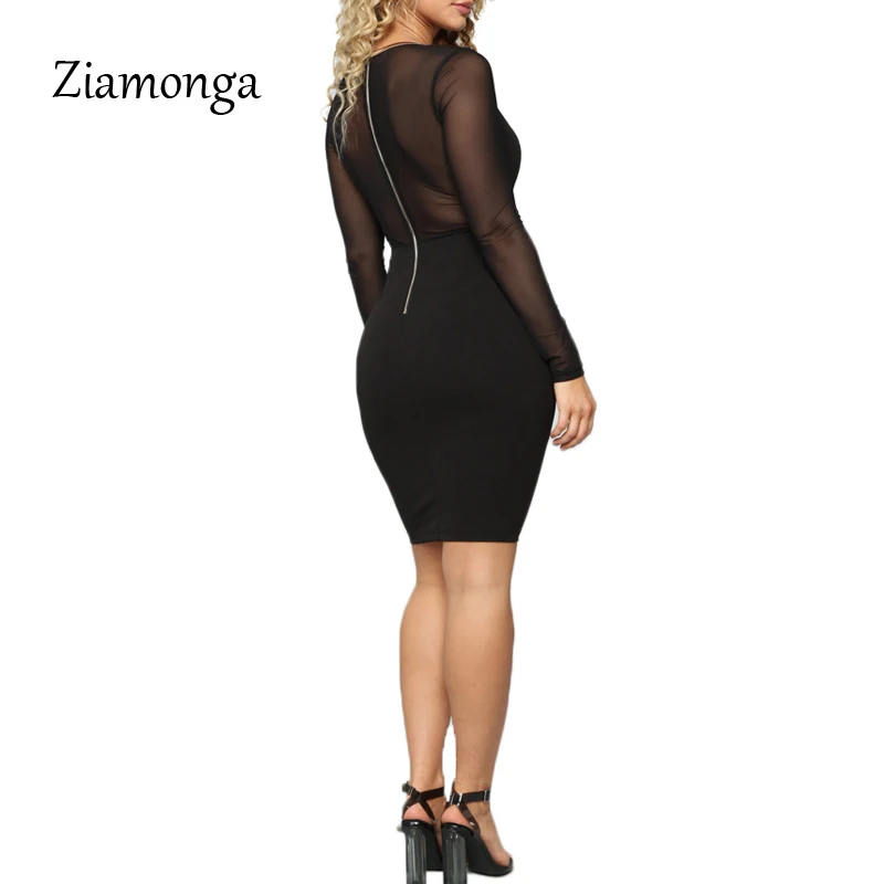 Ziamonga 2019 для женщин Весна с длинным рукавом Бандажное платье Vestidos элегантный Мини