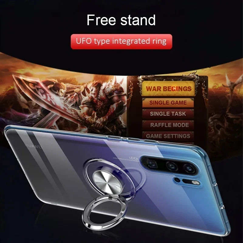 

For Huawei P20 Case P20 Pro With Finger Ring Car Magnetic Ultra-thin 3D Shell Luxury Brand Clear Cover Capa For Huawei P20 Pro1