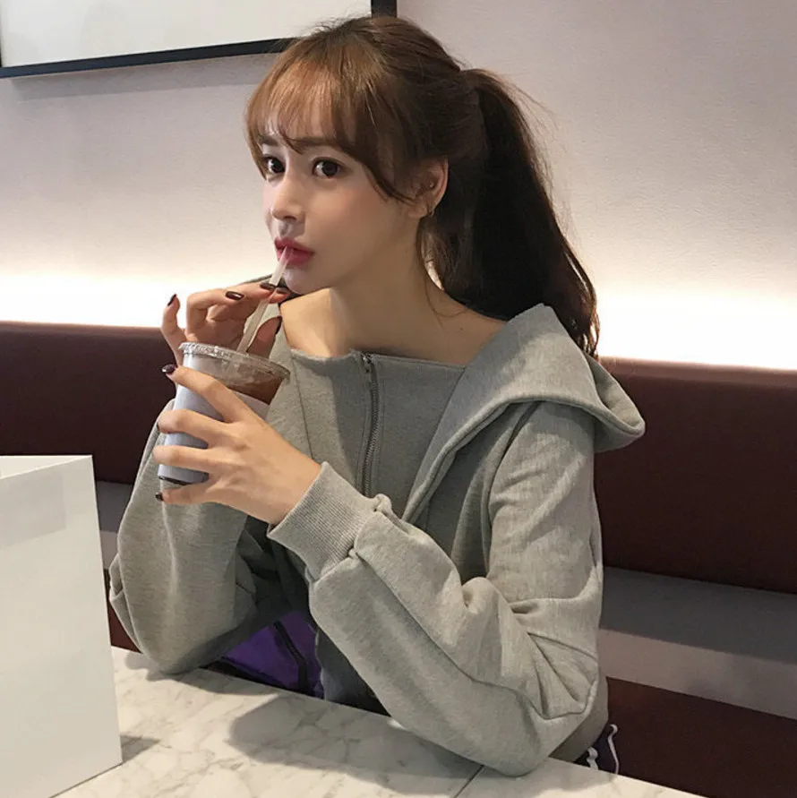 WHITNEY WANG весна осень модная уличная одежда корейский стиль молния толстовка с капюшоном женские толстовки пуловеры