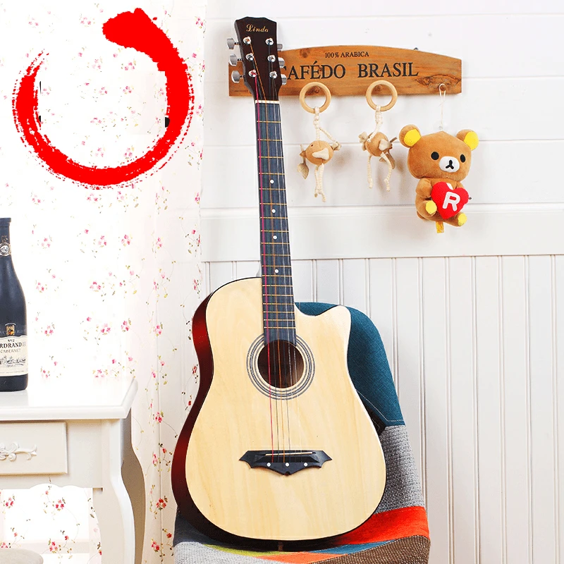 Free shipping 38 Inch Beginner Introduction Ballad Luck It Wood Guitar Novice Practice Musical Instrument Men And Women Student | Спорт и