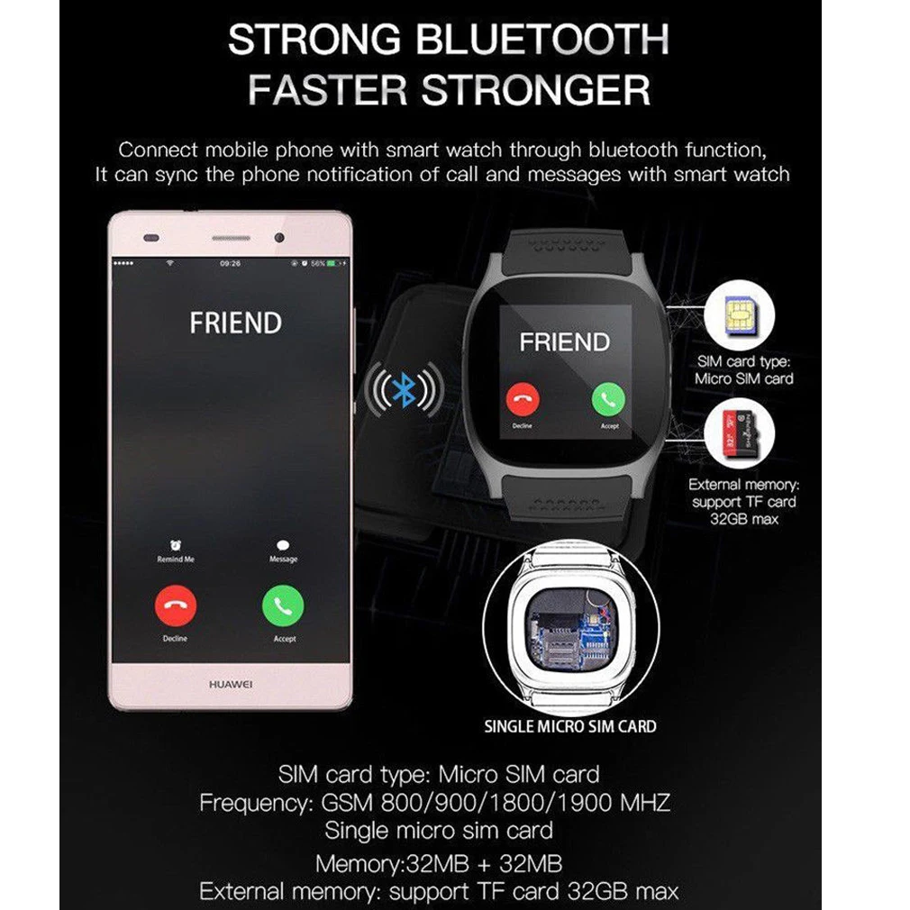 Новинка T8 спортивные Смарт часы LBS трекер Android износ Bluetooth шагомер материнская плата 60D камера SIM телефон mate Android iOS