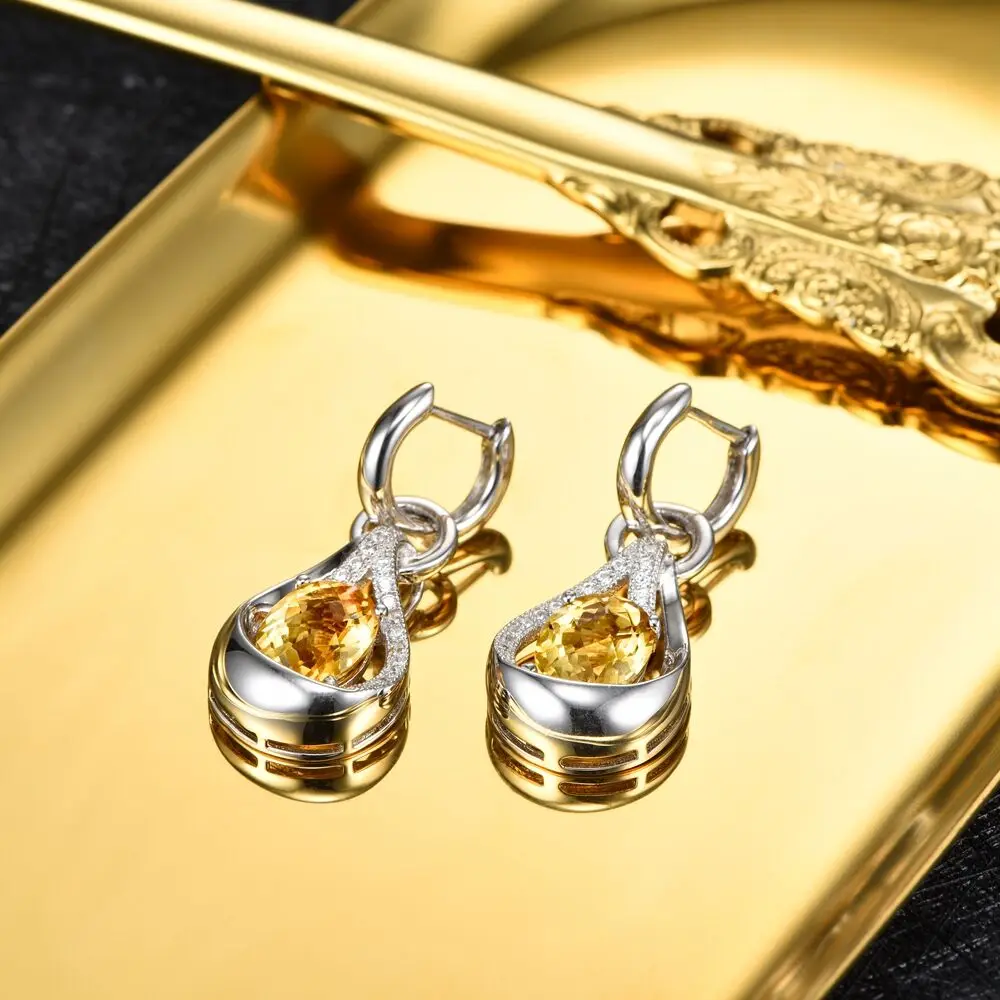 L& zuan желтый натуральный 5.14ct цитрин Висячие серьги для женщин S925 Серебряные серьги подарок на день Святого Валентина роскошные вечерние ювелирные изделия