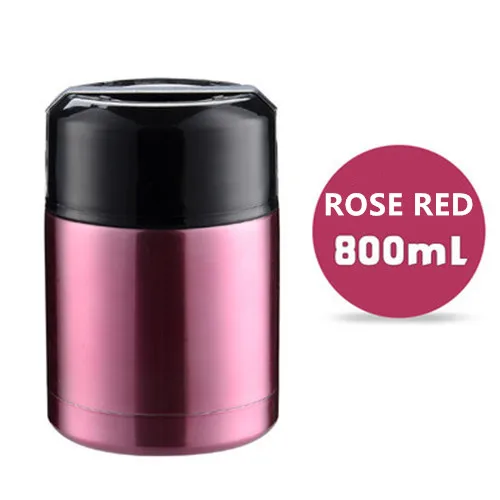 800ml Rose Red 500 мл/800 мл/1000 мл двойной термос из нержавеющей стали контейнеры для супа большая емкость термосы Портативный Ланч-бокс - Цвет: 800ml Rose Red