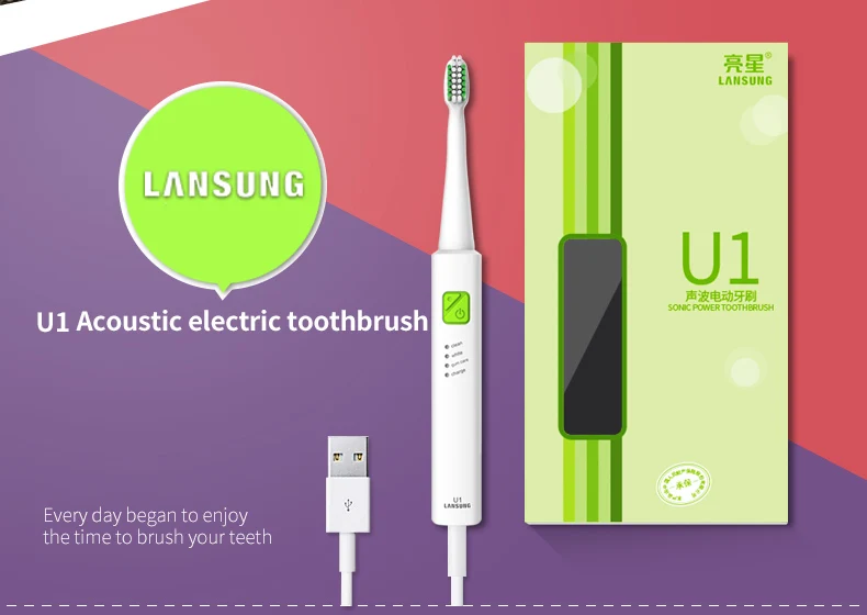 Lansung sonic электрическая зубная щетка Ultra sonic USB перезаряжаемая зубная щетка для взрослых Smart 4 насадки для зубных щеток Сменное отбеливание