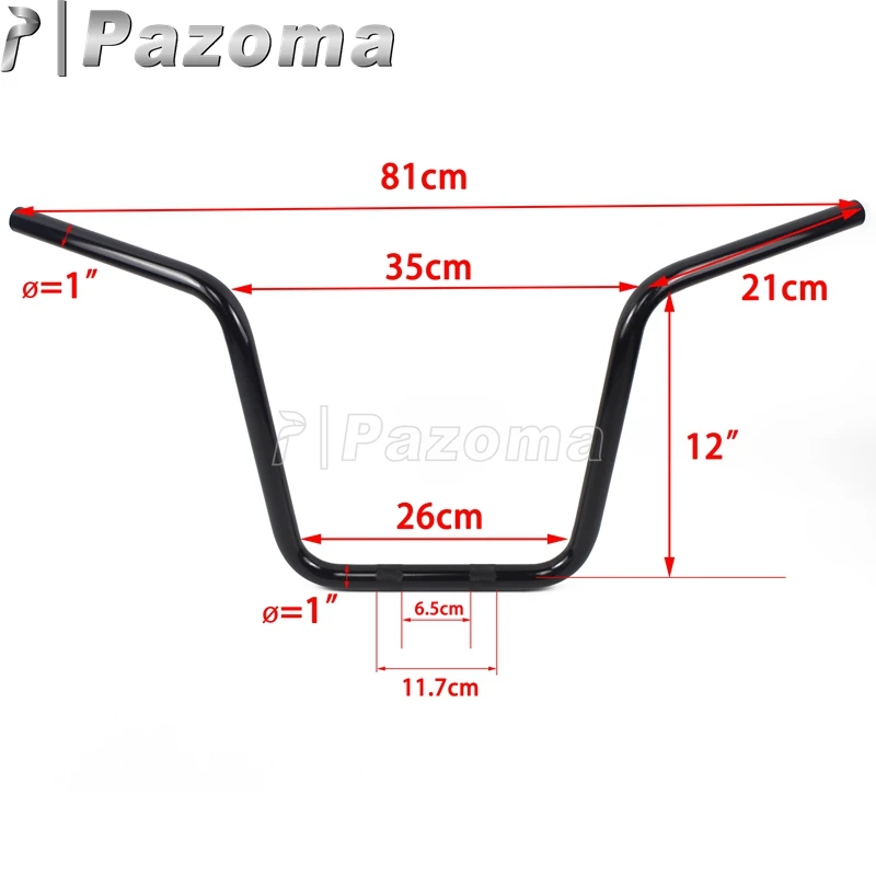 Черный мотоцикл Biltwell 1 &quot25 мм 32&quot Ширина Ape вешалка руль 12 &quotподъем Ручка Бар