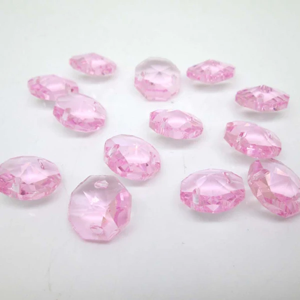 pink 200PCS 14mm Crystal Octagon Beads K9 Crystal 2 Holes Diy Wedding& Home Decoration Crystal Chandelier Lighting Parts - Цвет: pink