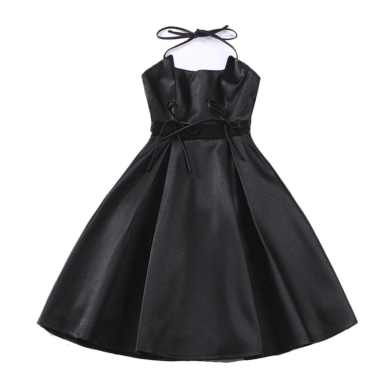 Винтажное черное платье le palais летнее классическое сатиновое бальное с высокой