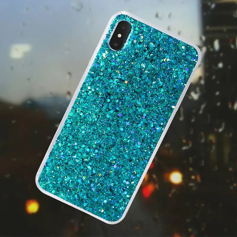 Блестящий силиконовый чехол для iPhone 6 s 6 s 7 8 iPhone XS MAX XR X 10 5 5SE 6 Plus 7 Plus 8 Plus 360 задняя крышка для сотового телефона - Цвет: Зеленый