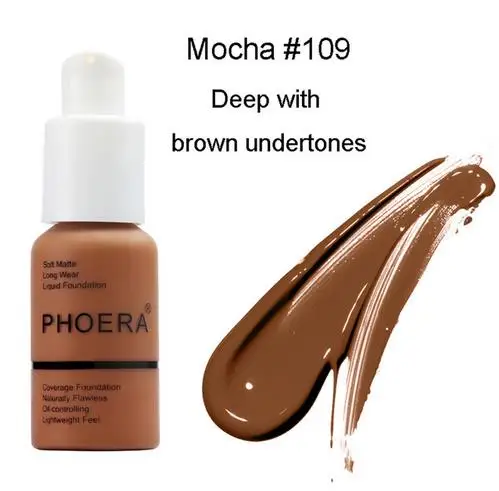 PHOERA 30ml Matte Long Wear Soft Foundation Liquid Face Makeup Coverage Foundation Naturally Oil-controlling Lightfeel Cream - Color: Dark Gray