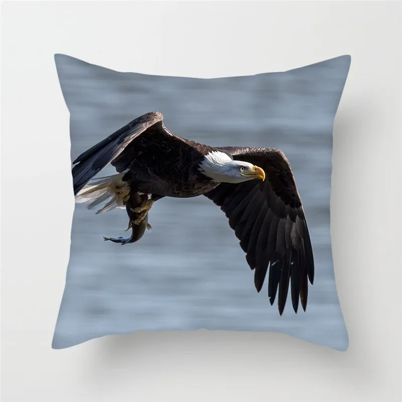 

Fuwatacchi Bald Eagle Cushion Cover Ocean Birds Throw Pillows Cover Car Home Sofa Bed Decorative Pillows Case Office Decoration