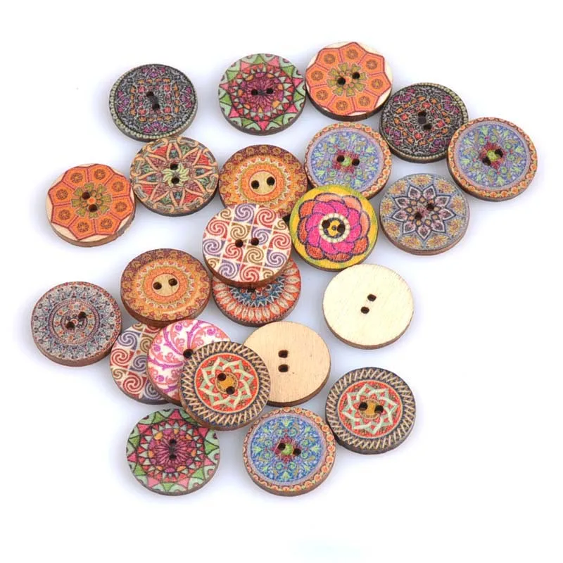 Sewing Accessories High Quality Popular Hot Sale Clothing Crafts Painted Sewing Gear Handwork 20PCS/Lot Wood Buttons