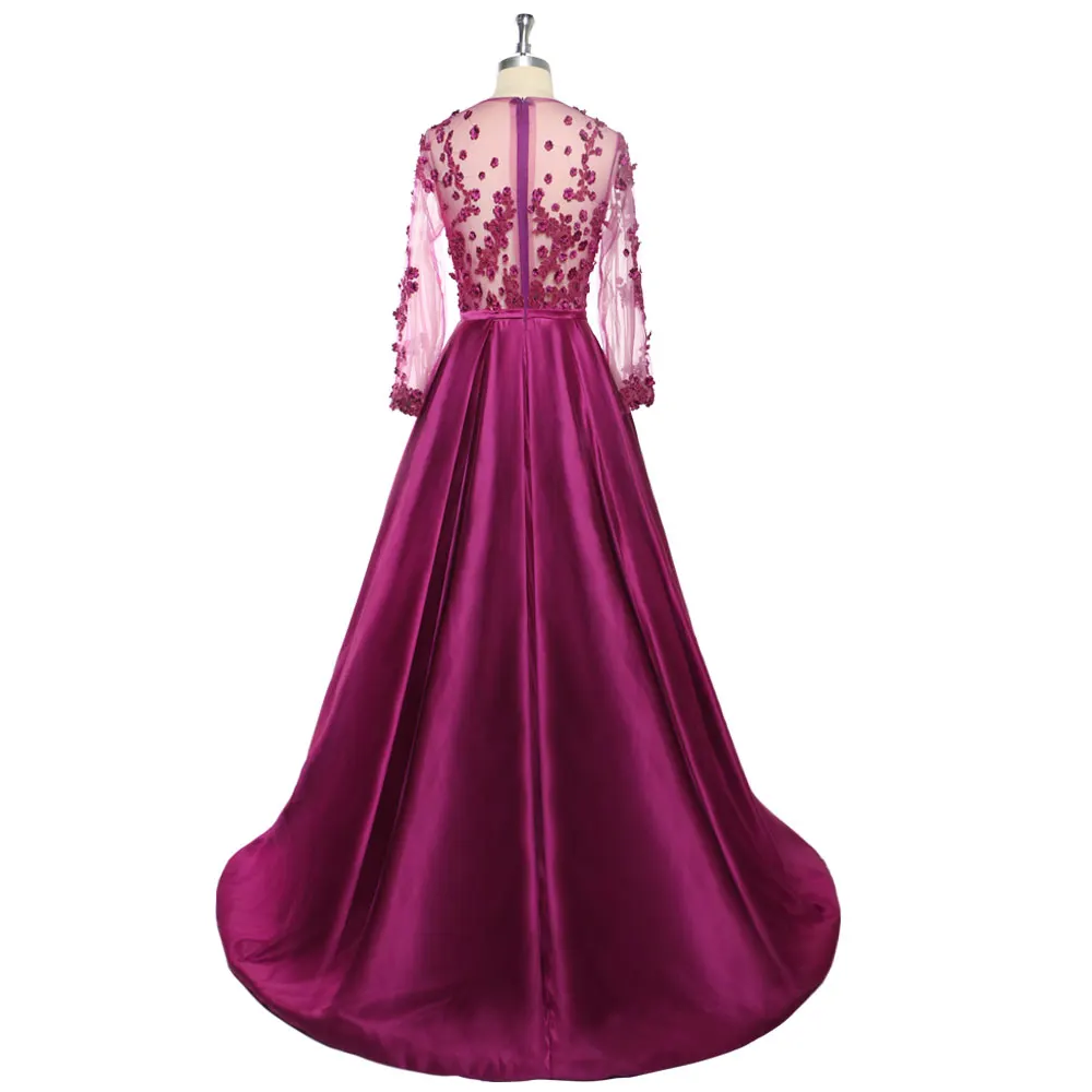 Robe De Soiree 2018 темно фиолетовые кружевные бисерные сексуальные длинные вечерние